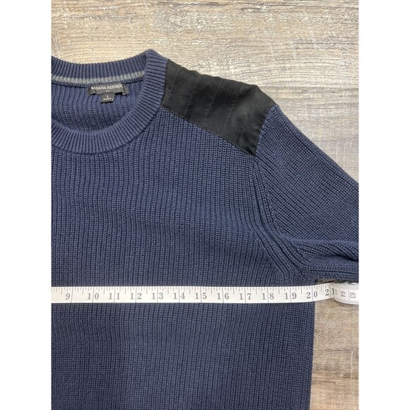 Banana Republic Factory Suede Shoulder Navy Blue Sweater Size Large - Picture 9 of 10